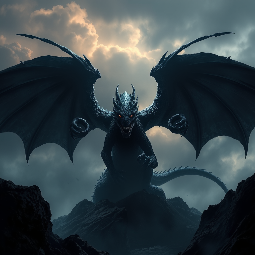 Epic Black Dragon Fantasy Art - May 2026 Collection iPhone Case